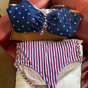 Two piece swimwear red, white and blue- worn once